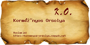 Kormányos Orsolya névjegykártya