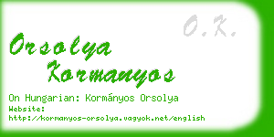 orsolya kormanyos business card